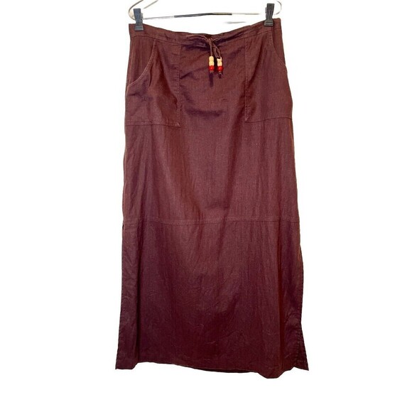 Giorgio Fiorlini Y2k Maxi Skirt Women's Size 14 Brown Linen Blend Boho 90's‎ - Picture 1 of 11